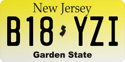 NJ license plate B18YZI