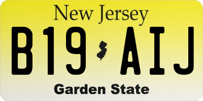 NJ license plate B19AIJ