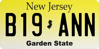 NJ license plate B19ANN