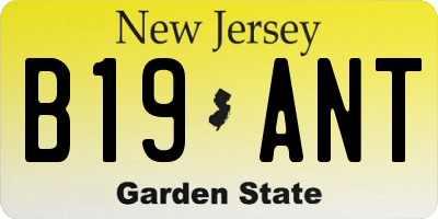 NJ license plate B19ANT