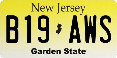 NJ license plate B19AWS