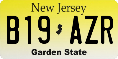NJ license plate B19AZR