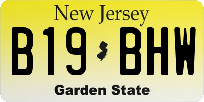 NJ license plate B19BHW