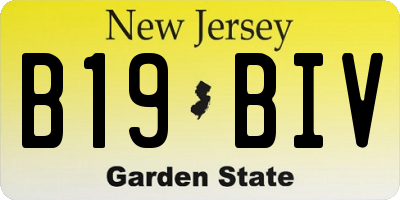 NJ license plate B19BIV