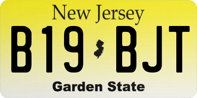 NJ license plate B19BJT