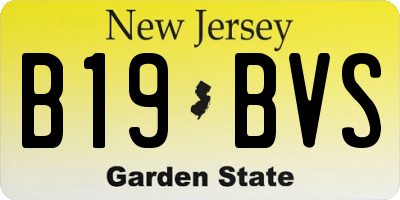 NJ license plate B19BVS