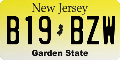 NJ license plate B19BZW
