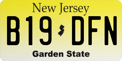 NJ license plate B19DFN