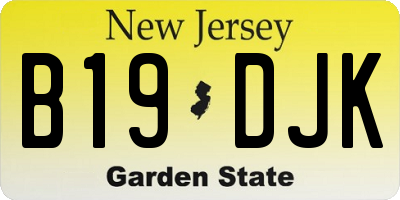 NJ license plate B19DJK