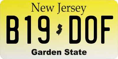 NJ license plate B19DOF