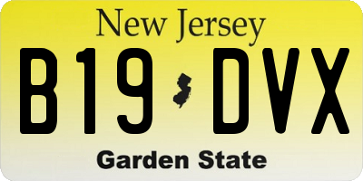 NJ license plate B19DVX