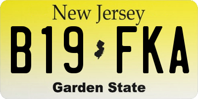 NJ license plate B19FKA