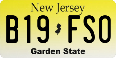 NJ license plate B19FSO