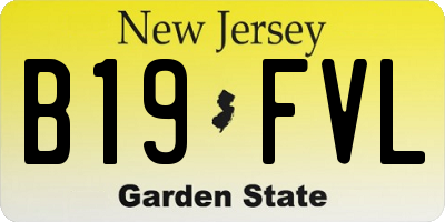 NJ license plate B19FVL