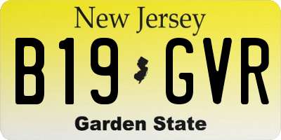NJ license plate B19GVR