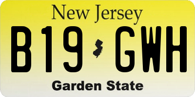 NJ license plate B19GWH