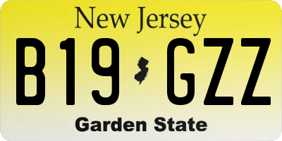 NJ license plate B19GZZ