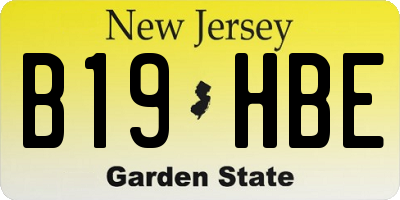 NJ license plate B19HBE