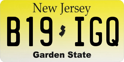 NJ license plate B19IGQ