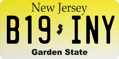 NJ license plate B19INY