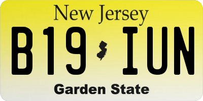 NJ license plate B19IUN