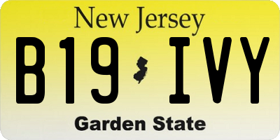 NJ license plate B19IVY