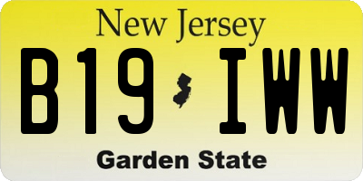 NJ license plate B19IWW