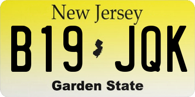 NJ license plate B19JQK