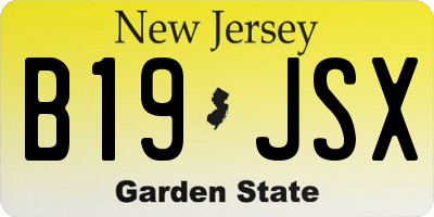 NJ license plate B19JSX
