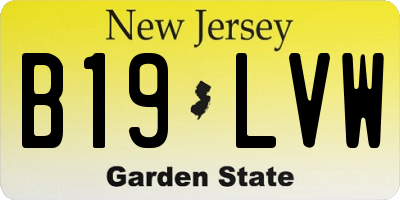 NJ license plate B19LVW