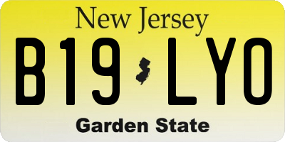 NJ license plate B19LYO
