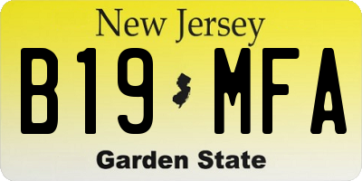 NJ license plate B19MFA