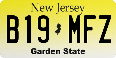 NJ license plate B19MFZ