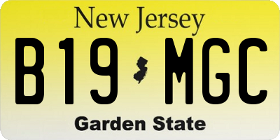 NJ license plate B19MGC