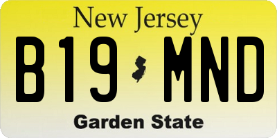 NJ license plate B19MND