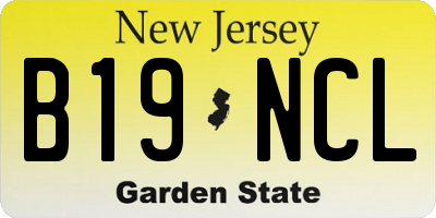 NJ license plate B19NCL