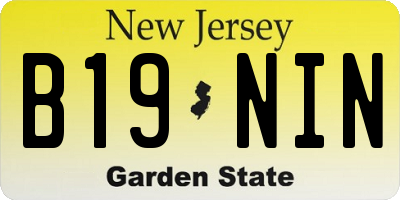 NJ license plate B19NIN