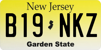 NJ license plate B19NKZ