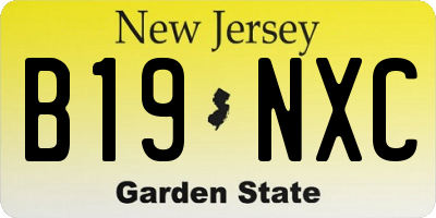 NJ license plate B19NXC