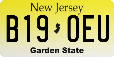 NJ license plate B19OEU