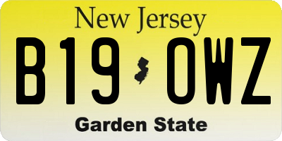 NJ license plate B19OWZ