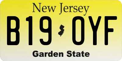 NJ license plate B19OYF