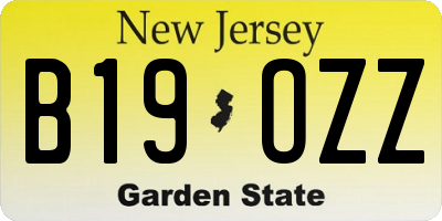 NJ license plate B19OZZ