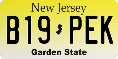 NJ license plate B19PEK