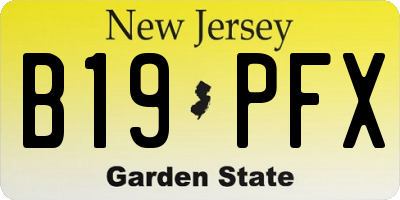 NJ license plate B19PFX