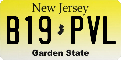 NJ license plate B19PVL