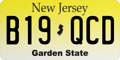 NJ license plate B19QCD