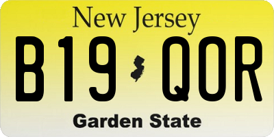 NJ license plate B19QOR
