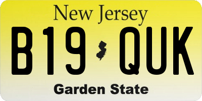NJ license plate B19QUK
