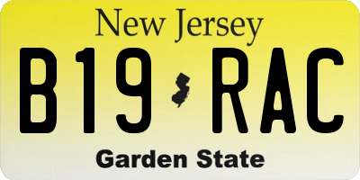 NJ license plate B19RAC